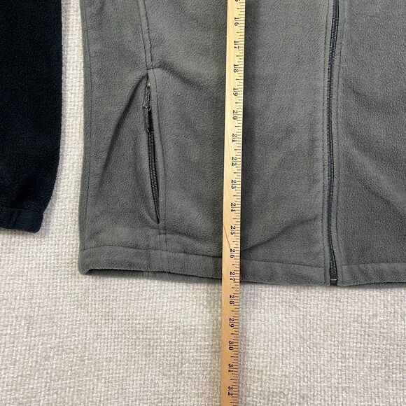 Columbia Fleece Jacket Full Zip Men's Large Tall Gray Black Pockets Long Sleeve - Picture 6 of 7